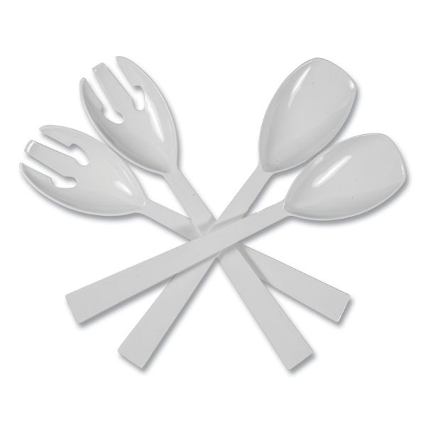 Tablemate Table Set Plastic Serving Forks And Spoons, White, 24 Forks, 24 Spoons Per Pack