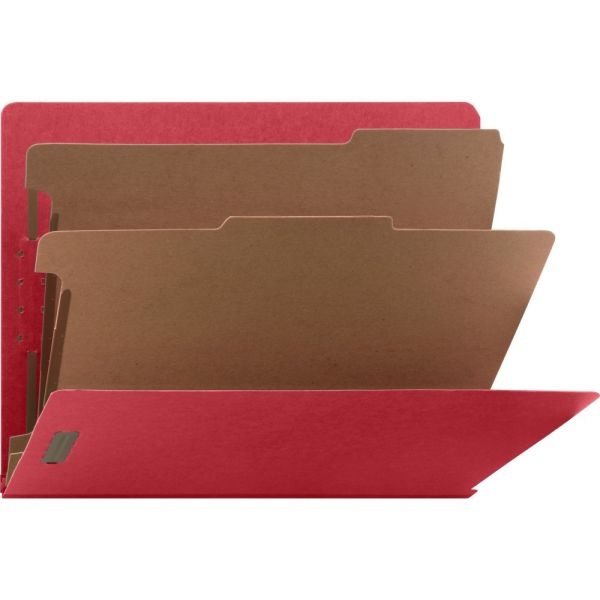 Nature Saver End-Tab Classification Folders, Letter Size, 2 Dividers, Red, Box Of 10