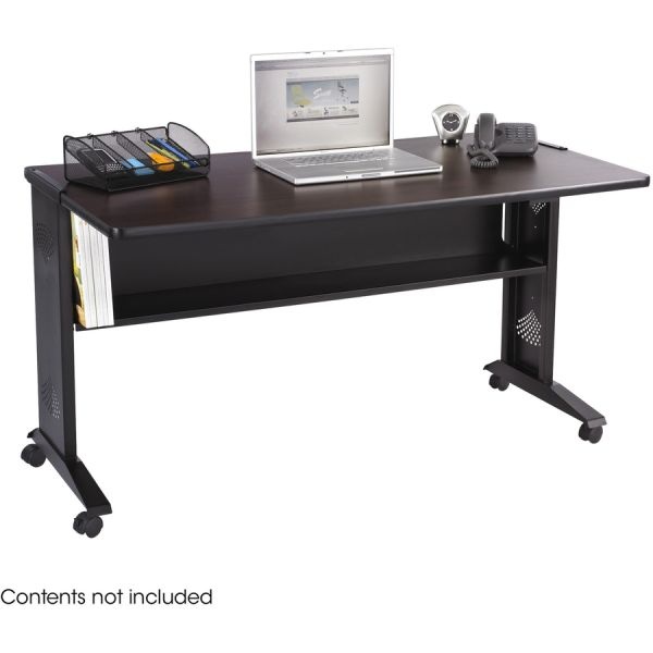Safco Reversible-Top Computer Desk, 54"W, Mahogany & Medium Oak/Black
