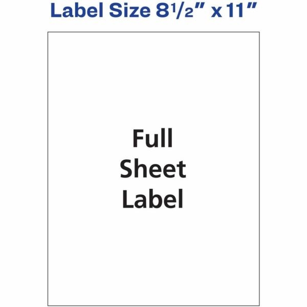 Avery Shipping Labels, 8255, Rectangle, 8-1/2" X 11", White, Pack Of 20 Labels