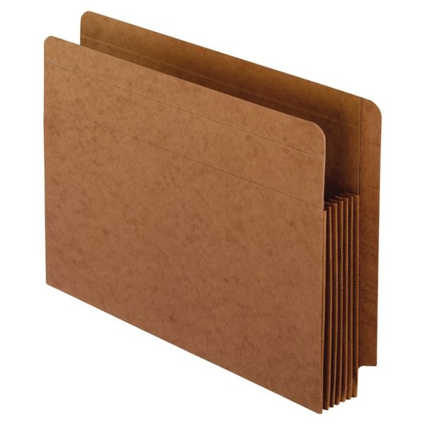 Pendaflex Fiber Stock Heavy-Duty Expanding Pocket Folders, 5 1/4" Expansion, Letter Size, 30% Recycled, Red, Box Of 10 Folders