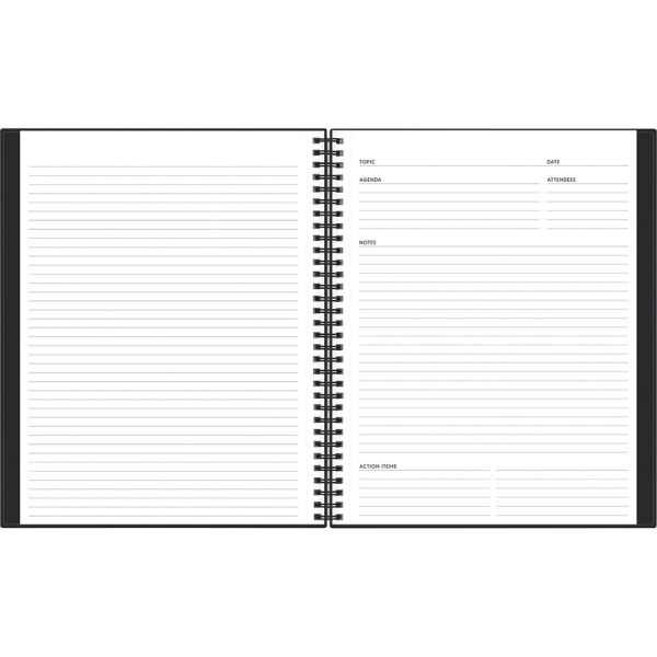 Blue Sky Aligned Business Notebook, 1 Subject, Meeting Notes Format, Narrow Rule, Black Cover, 11 X 8.5, 78 Sheets