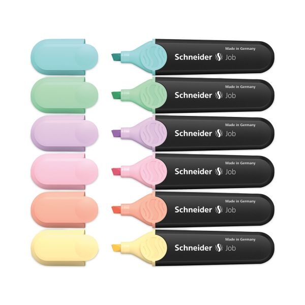 Job Pastel Highlighters, Chisel Tip (1Mm/5Mm), Assorted Ink Colors, Black/Assorted Barrel Colors, 6/Pack