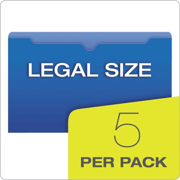 Pendaflex Poly File Jackets, Straight Tab, Legal Size, Assorted Colors, 5/Pack