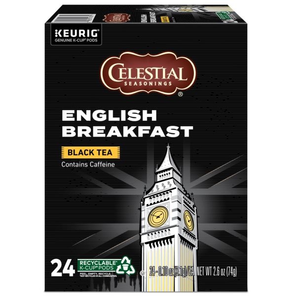 Celestial Seasonings Single-Serve K-Cup Pods, English Breakfast Tea, Box Of 24
