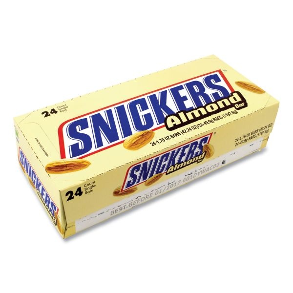 Snickers Almond Bar, 1.76 Oz Bar, 24 Bars/Box