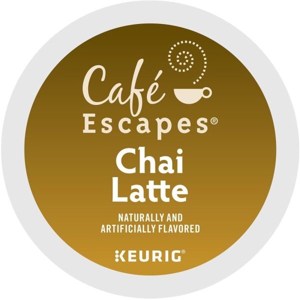 Cafe Escapes Single-Serve K-Cup Pods, Chai Latte Coffee, Carton Of 24