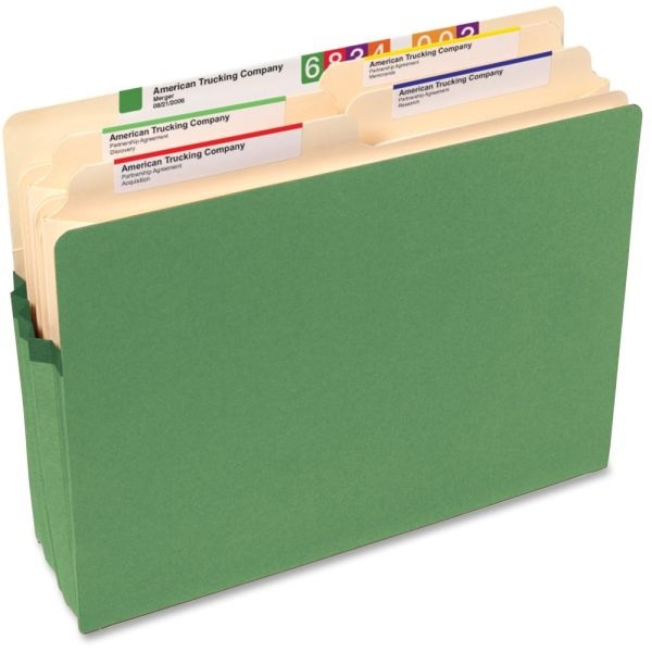 Smead Color Top-Tab File Pockets, Letter Size, 1 3/4" Expansion, Green