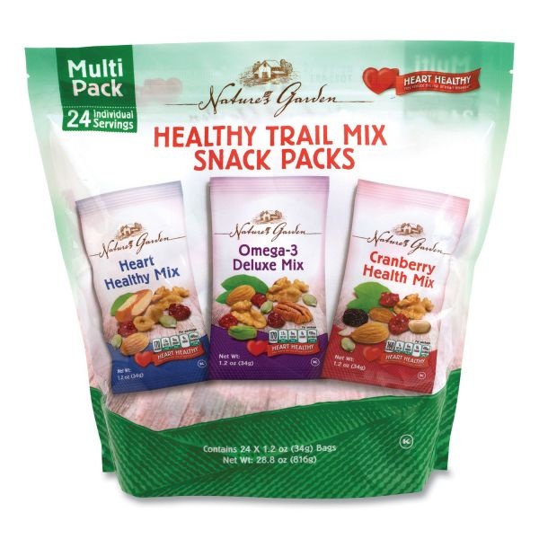 Nature's Garden Healthy Trail Mix Snack Packs, 1.2 Oz Pouch, 24 Pouches/Box
