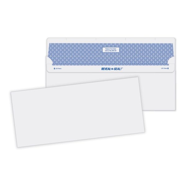 Quality Park #10 Reveal-N-Seal Business Envelopes, Security, Self-Sealing, White, Box Of 500