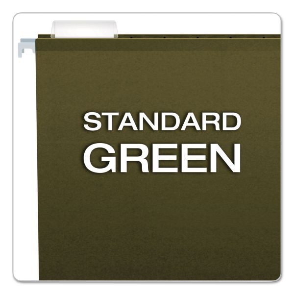 Pendaflex Reinforced Hanging File Folders With Printable Tab Inserts, Letter Size, 1/5-Cut Tabs, Standard Green, 25/Box