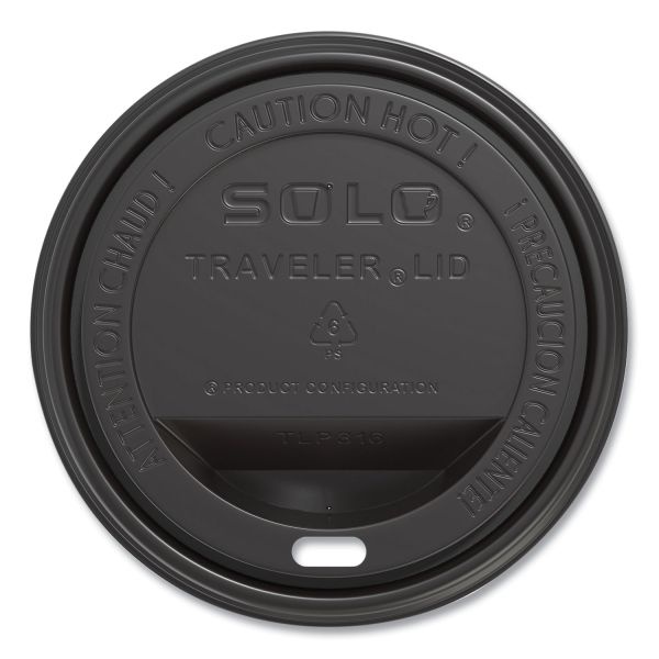 Traveler Cappuccino Style Dome Lid, Fits 10 Oz To 24 Oz Cups, Black, 100/Sleeve, 10 Sleeves/Carton