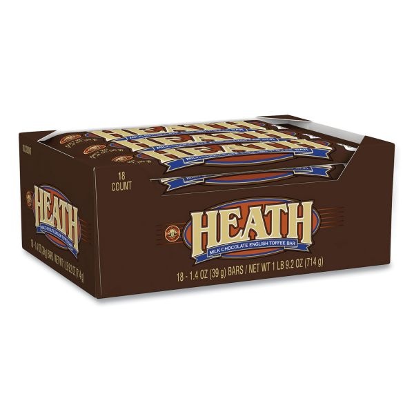 Heath Milk Chocolate English Toffee Candy Bar, 1.4 Oz Bar, 18 Bars/Box