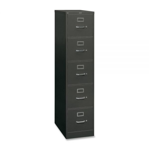 Hon 310 Series 5-Drawer Vertical Metal File Cabinet, Letter, 60" Height, Full-Suspension, Charcoal