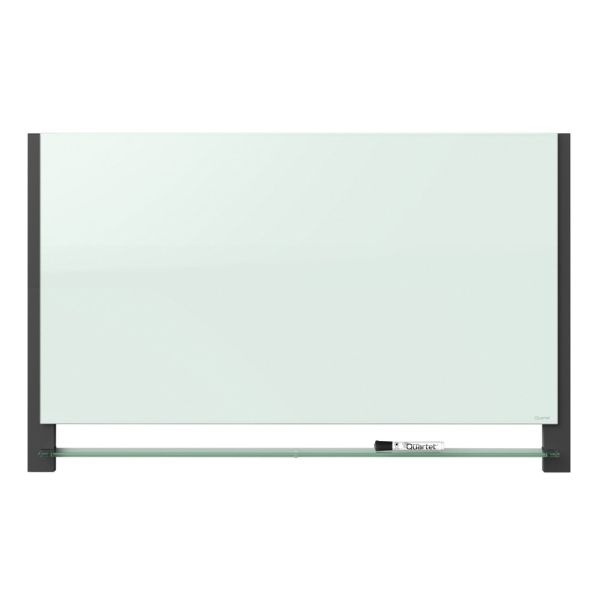 Quartet Evoque Magnetic Unframed Glass Marker Whiteboard, 74" X 42", White/Black