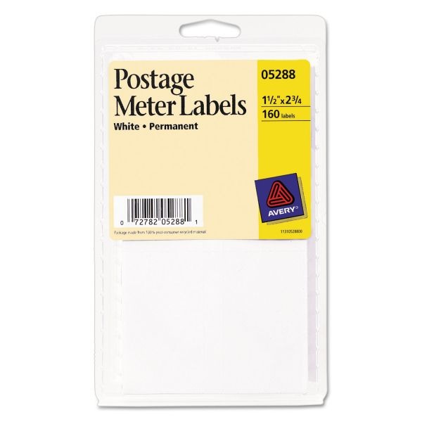 Avery Postage Meter Labels For Pitney-Bowes Postage Machines, 1.5 X 2.75, White, 4/Sheet, 40 Sheets/Pack, (5288)