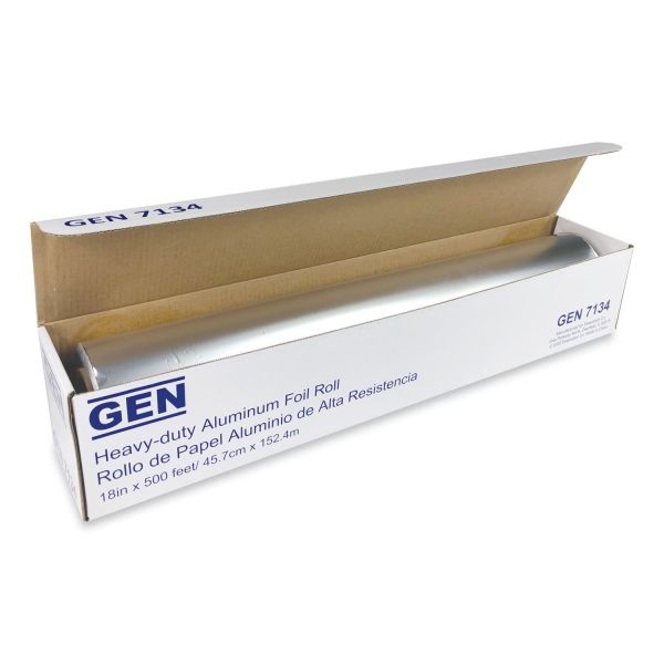 Gen Heavy-Duty Aluminum Foil Roll, 18" X 500 Ft, 4/Carton