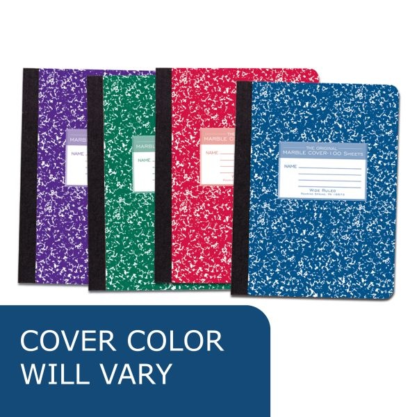 Wide Ruled Colored Hard Cover Composition Book 100 Sheet, Case Of 24
