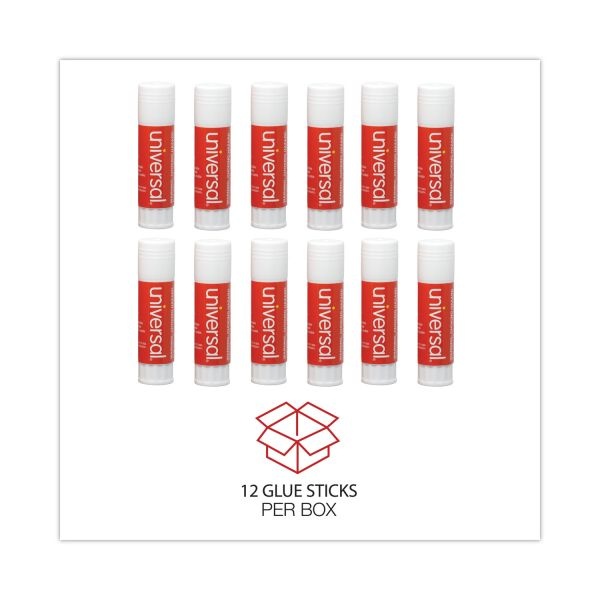 Universal Glue Stick, 1.3 Oz, Applies And Dries Clear, 12/Pack