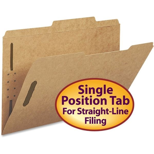 Smead 2-Ply Folders, 1/3 Cut, Legal Size, Kraft, Pack Of 50