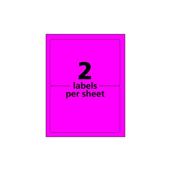 Avery High-Visibility Permanent Shipping Labels, 5948, 5 1/2" X 8 1/2", Neon Magenta, Pack Of 200