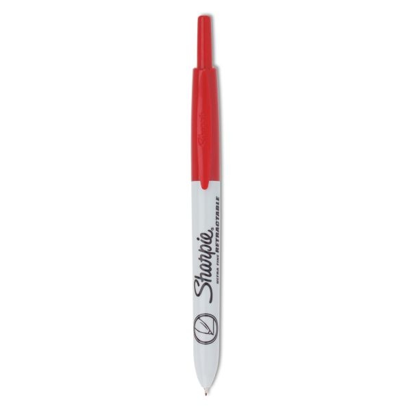 Sharpie Retractable Permanent Marker, Ultra Fine Tip, Red, 12/Pack