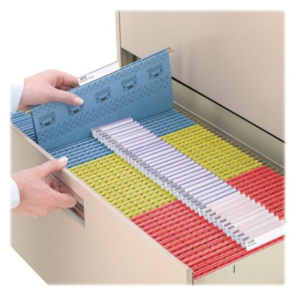 Smead Tuff Hanging Folders With Easy Slide Tab, Letter Size, 1/3-Cut Tabs, Assorted Colors, 15/Box