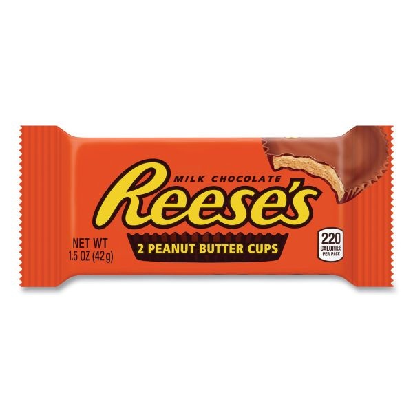 Reese's Peanut Butter Cups Bar, Full Size, 1.5 Oz Bar, 2 Cups/Bar, 36 Bars/Box