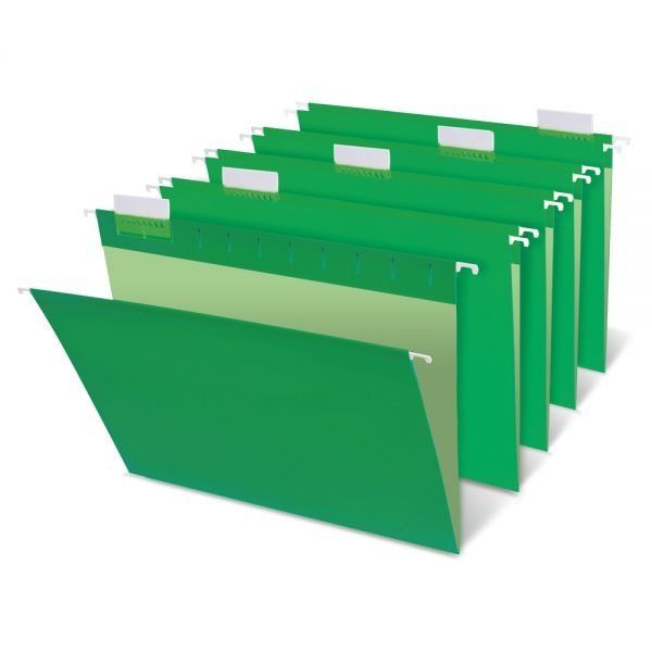 Hanging Folders, Letter Size, 1/5 Tab Cut, Bright Green, Box Of 25