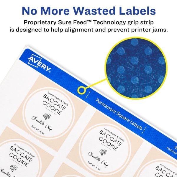 Avery Printable Blank Labels, 22805, Square, 1.5" X 1.5", White, Pack Of 600