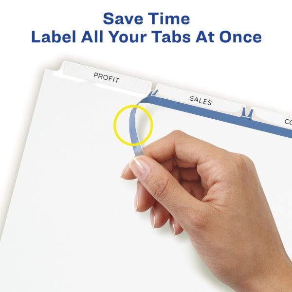 Avery Customizable Index Maker Dividers For 3 Ring Binder, Easy Print & Apply Clear Label Strip, 3 Tab, White, Pack Of 5 Sets