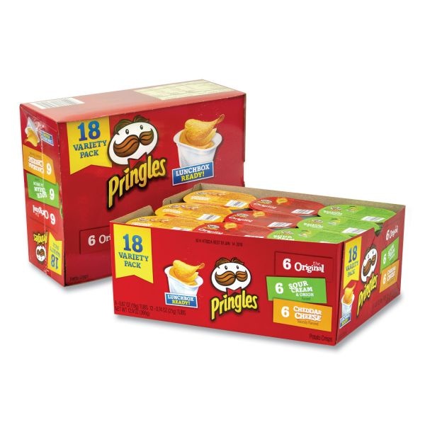 Pringles Potato Chips, Assorted, 0.67 Oz Tub, 18 Tubs/Box, 2 Boxes/Carton