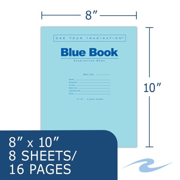Blue Book 10"X8" Wide Ruled With Margin 8 Sht/16 Page