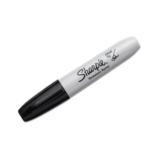Sharpie Chisel Tip Permanent Marker, Broad, Black, 4/Pack