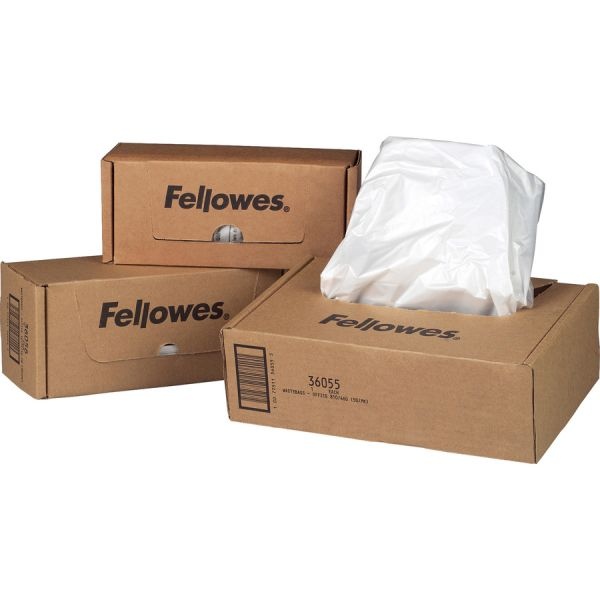 Fellowes Shredder Waste Bags, 25 Gal Capacity, 50/Ct