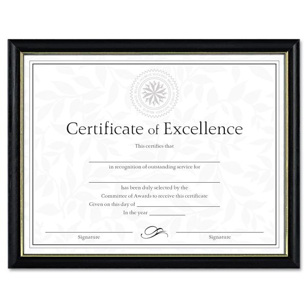 Dax Two-Tone Document/Diploma Frame, Wood, 8.5 X 11, Black With Gold Leaf Trim