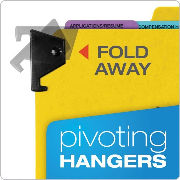 Pendaflex Hanging-Style Personnel Folders, 5 Dividers With 1/5-Cut Tabs, 1/3-Cut Exterior Tabs, Letter Size, Yellow