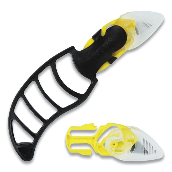 Crewsafe X-Trasafe Cartridge Knife Kit, Four Assembled Knives, 8 Replacement Blade Cartridges, Yellow