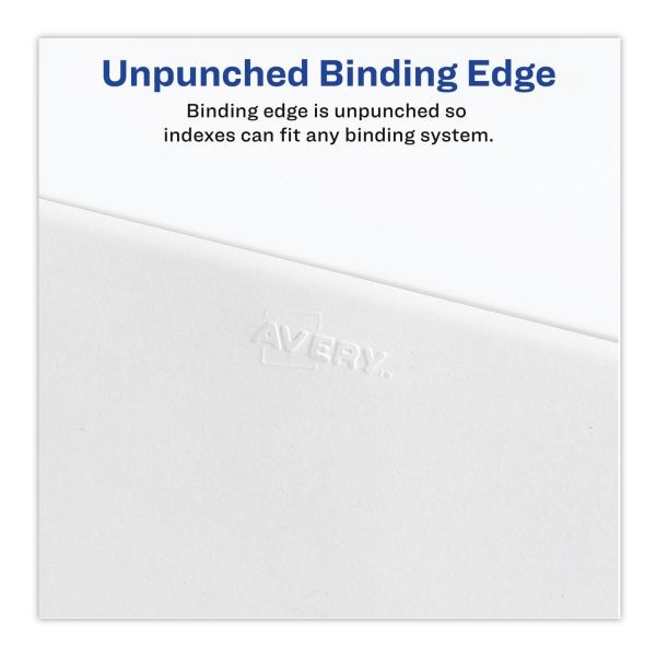 Avery Preprinted Legal Exhibit Side Tab Index Dividers, Avery Style, 26-Tab, U, 11 X 8.5, White, 25/Pack, (1421)