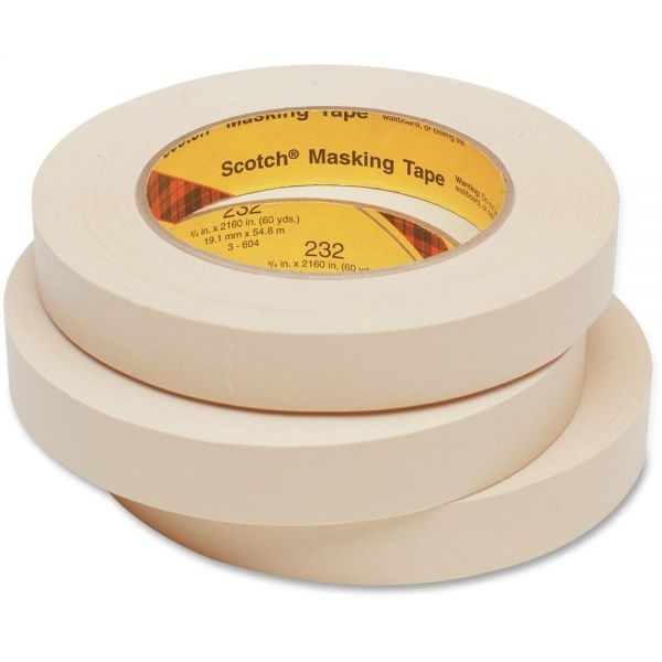 Scotch High-Performance Masking Tape 232, 3" Core, 18 Mm X 55 M, Tan