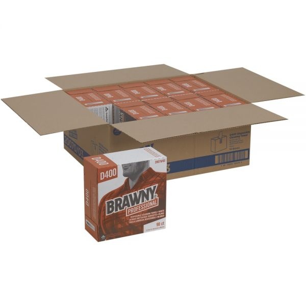 Georgia Pacific Brawny Professional Medium-Duty Premium Wipes, 9 1/4 X 16 3/8, White, 90 Wipes/Box, 10 Boxes/Carton