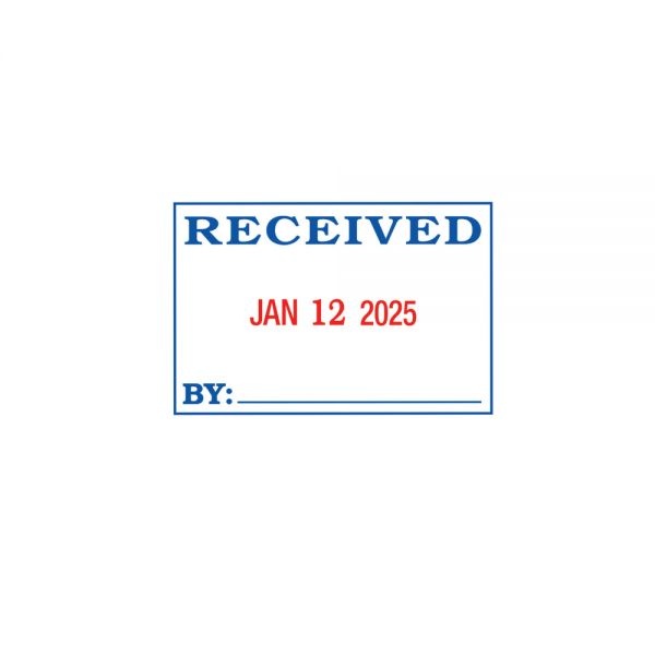 Received Date Stamp Dater, Self-Inking With Extra Pad, 1" X 1-3/4" Impression, Red And Black Ink