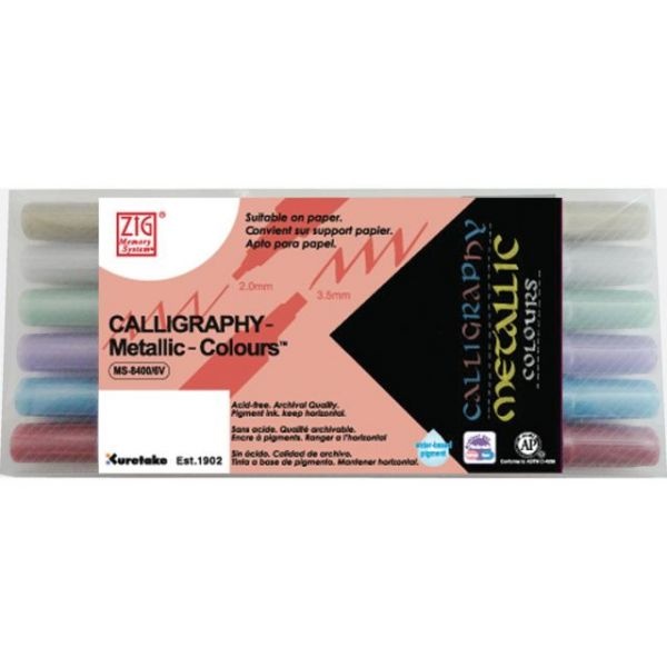 Zig Memory System Calligraphy Dual-Tip Markers 6/Pkg