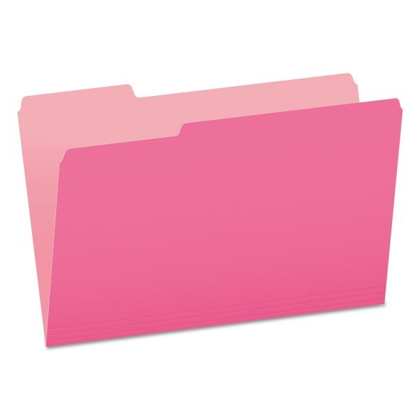 Pendaflex Colored File Folders, 1/3-Cut Tabs: Assorted, Legal Size, Pink/Light Pink, 100/Box