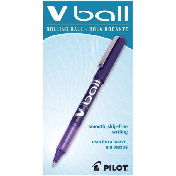 Pilot V-Ball Liquid Ink Rollerball Pens, Extra Fine Point, 0.5 Mm, Purple Barrel, Purple Ink, Pack Of 12 Pens