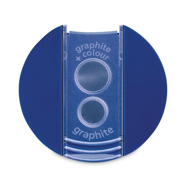 Staedtler Handheld Manual Double-Hole Plastic Sharpener, 1.57 X 1.65 X 2.2, Blue/Silver, 6/Box