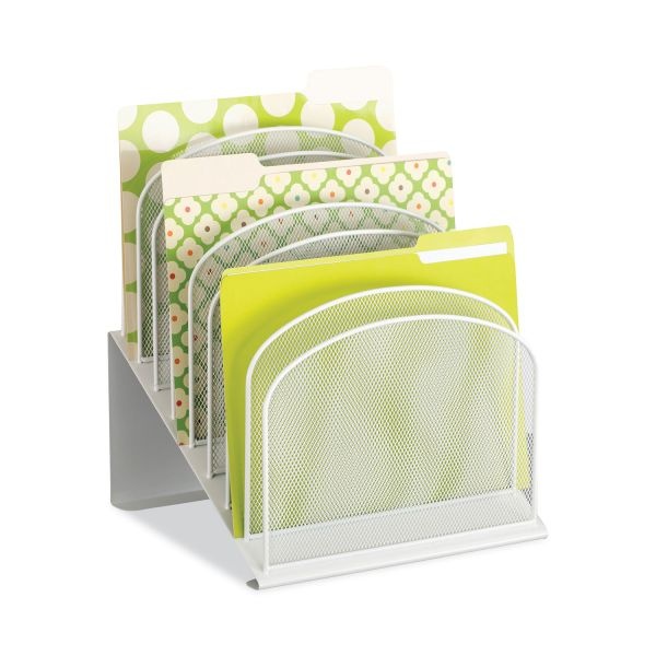 Safco Onyx Mesh Desk Organizer With Tiered Sections, 8 Sections, Letter To Legal Size Files, 11.75" X 10.75" X 14", White