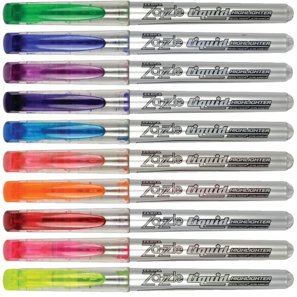 Zebra Zazzle Brights All-Purpose Highlighters, Assorted, Pack Of 10