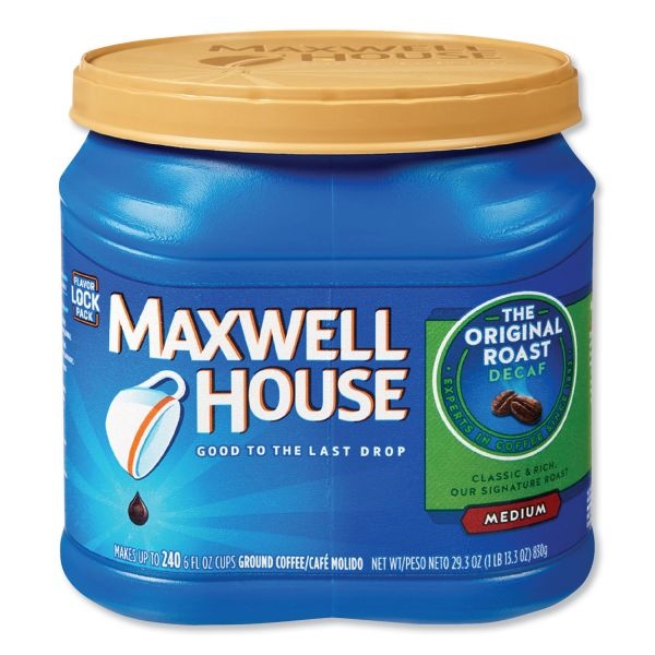 Maxwell House Coffee, Decaffeinated Ground Coffee, Medium Roast, 29.3 Oz Can (Makes About 88 Cups)