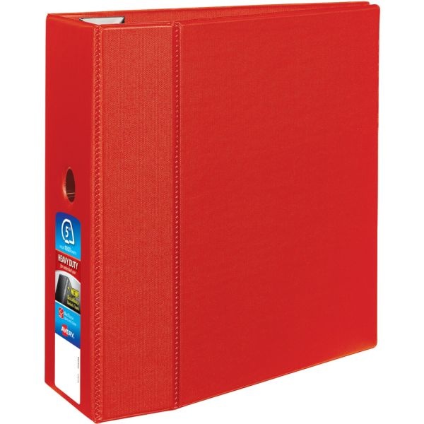 Avery Heavy-Duty 3-Ring Binder With Locking One-Touch Ezd Rings, 5" D-Rings, 45% Recycled, Red
